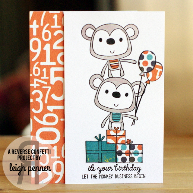 Countdown to Confetti: Monkey Business & Party Hats Leigh Penner @reverseconfetti #reverseconfetti #cards 