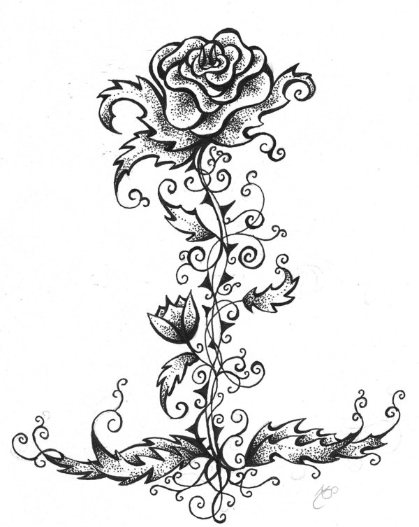 TEXAS: 2012 New Black Rose Tattoo design picture