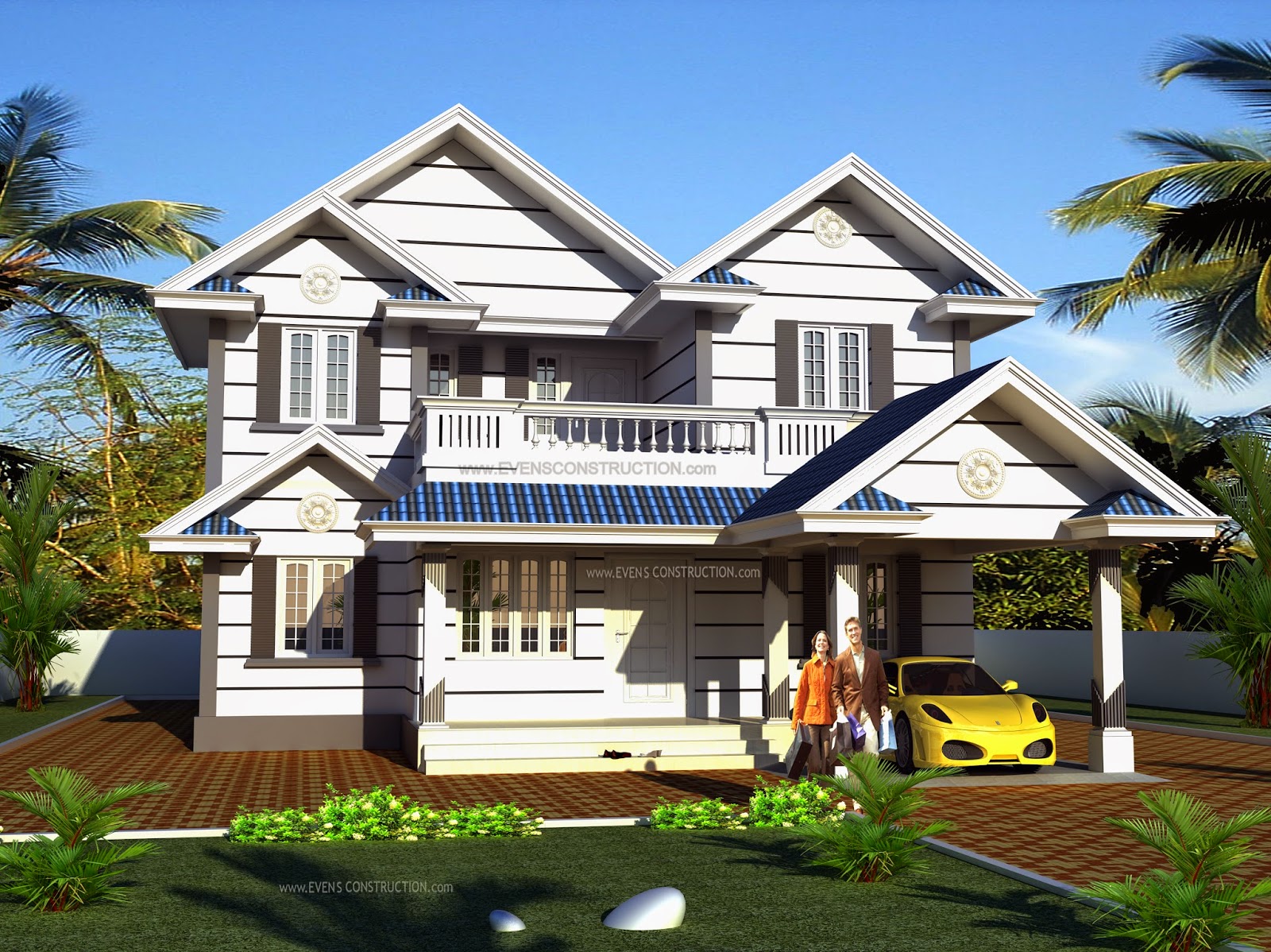 Evens Construction Pvt Ltd: Double storied house with slope roof
