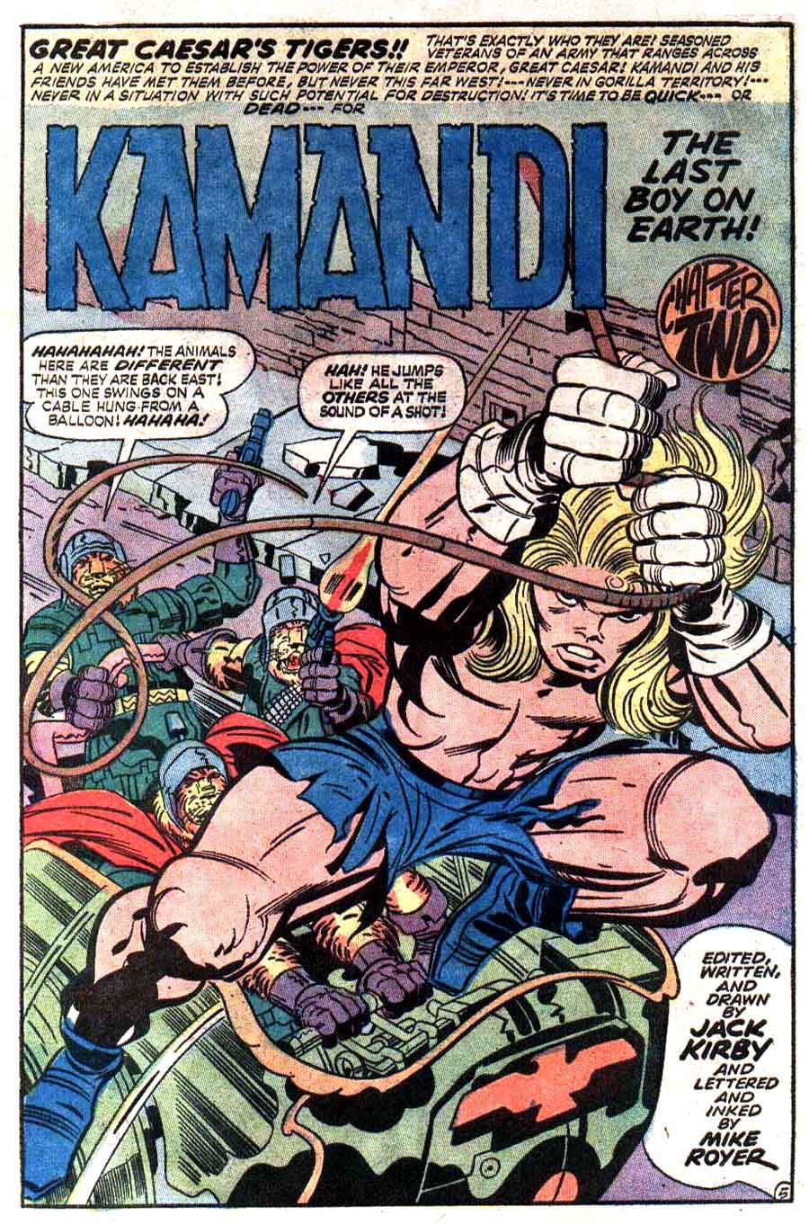 Kamandi v1 #4 dc bronze age comic book page art by Jack Kirby, Mike Royer