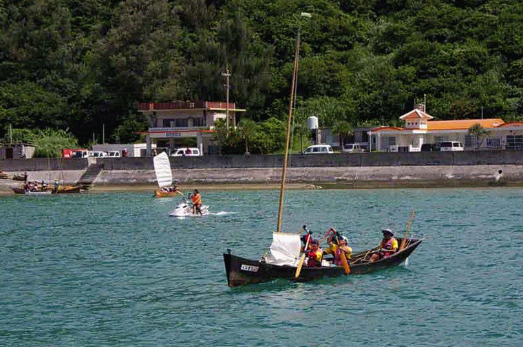 Sabani and crew, hoisting the sail, Motion GIF