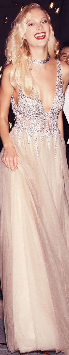 Jovani Sleeveless High-Slit Embellished Bodice Evening Gown