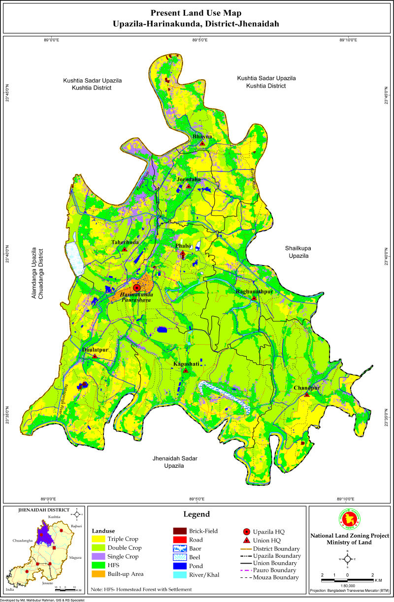 Harinakunda Upazila Mouza Map Jhenaidah District Bangladesh