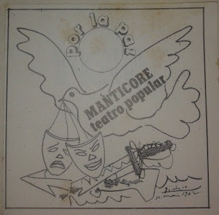 Pegatina de 1983 de Manticore, Teatro Popular (Por la Paz)