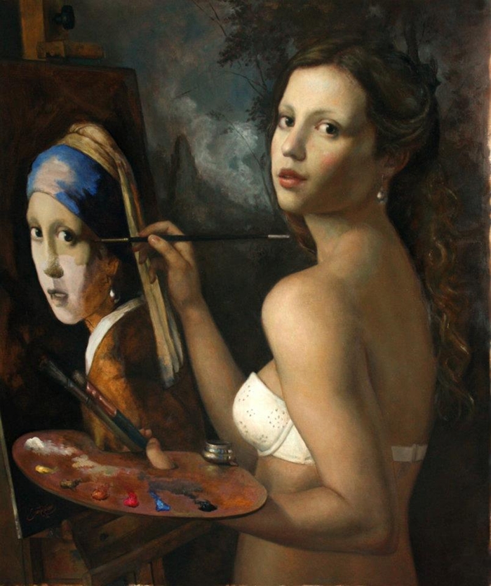 Cesar Santos 1982 | cubano pintor figurativo estadounidense | Retrato Desnudo