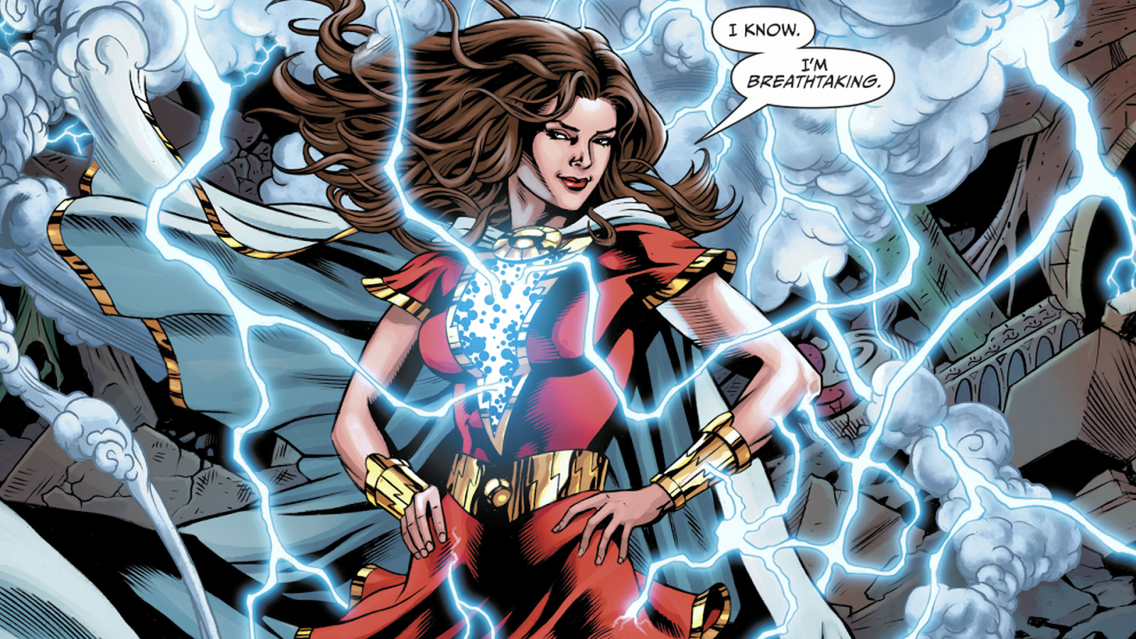 I love this page of Mary Marvel in full transformation and the sassy self-a...
