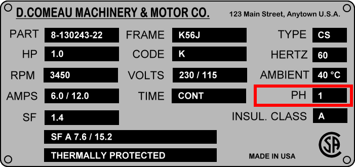 TEFC New NEMA 1.5HP Electric Motor,1725RPM 145T Single Phase 115//230V 7//8/"Shaft