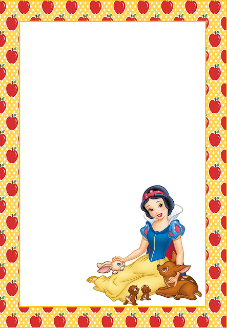 Marcos, Invitaciones, Tarjetas o Etiquetas de Blancanieves para Imprimir Gratis.