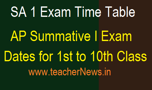 AP SA 1 Exam Time Table 2018 - AP Summative I Exam Dates AP SA 1 Exam Time Table 2018 - AP Summative I Exam Dates