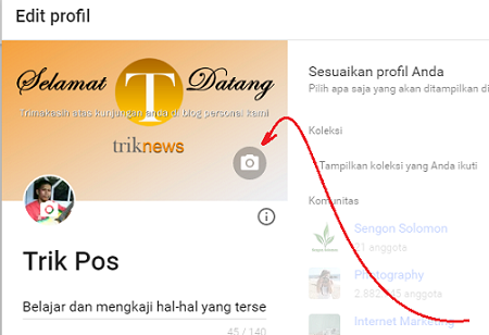 Cara mengganti background profile Google plus
