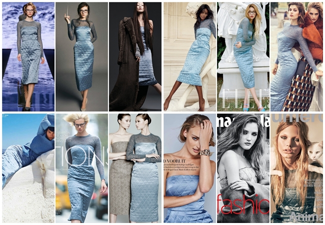 Max Mara 2015 AW Blue Silk Dress 13 Looks Same or Not by Sheena 宣娜:名模女星撞衫