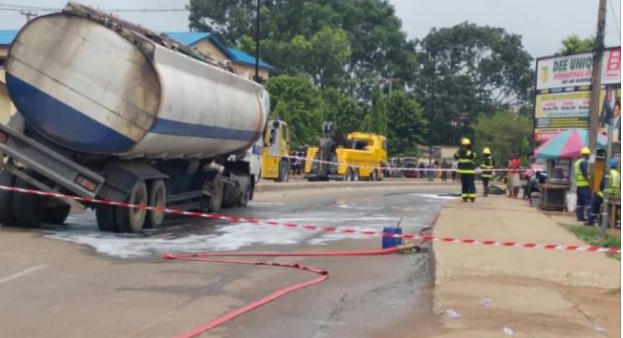 Image result for Tragedy averted at Alapere after tanker spills fuel