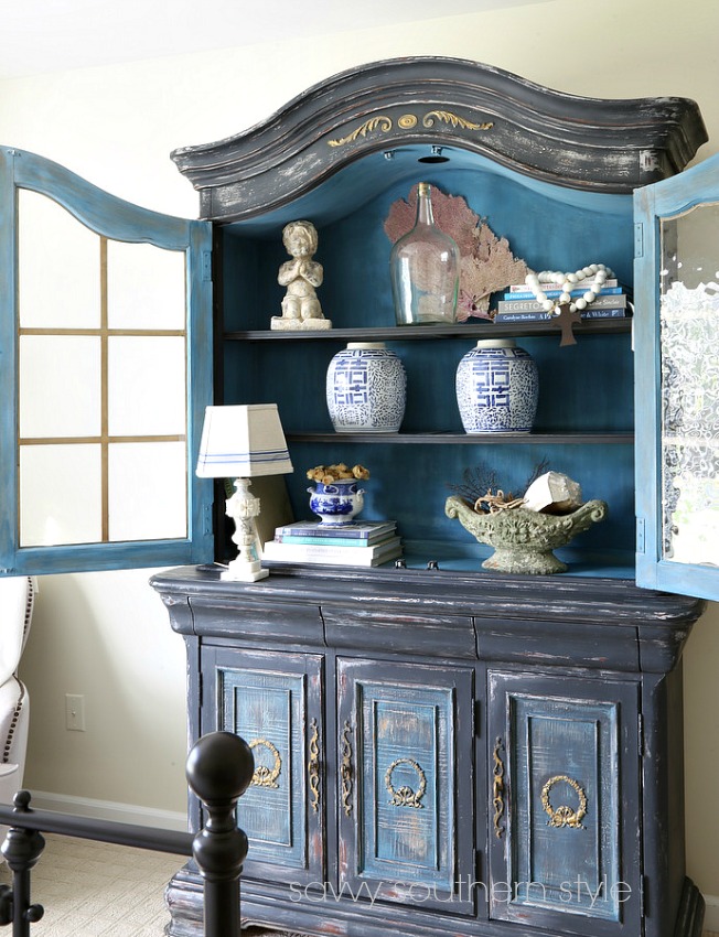 Savvy Southern Style Styling the Guest Bedroom Hutch for Summer