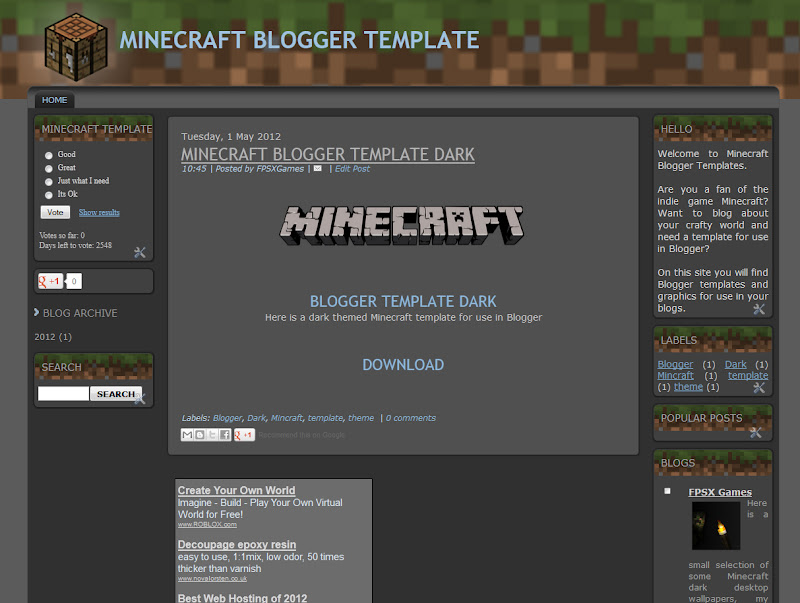 minecraft website templates