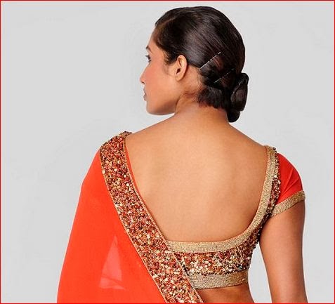 MODELS OF BLOUSE DESIGNS: Round back neck blouse image
