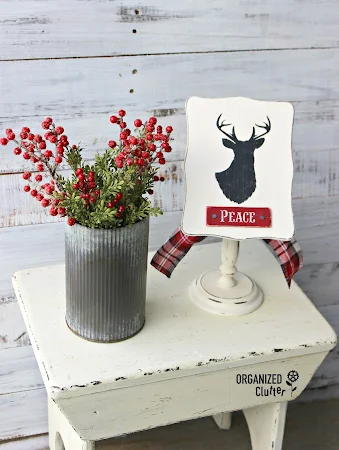 Thrift Shop Recipe Card Stand Repurposed As Christmas Decor