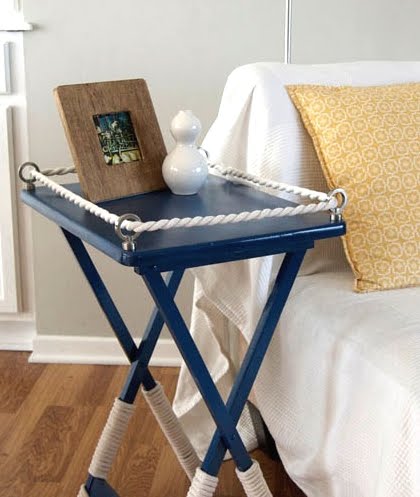 Table makeover paint rope