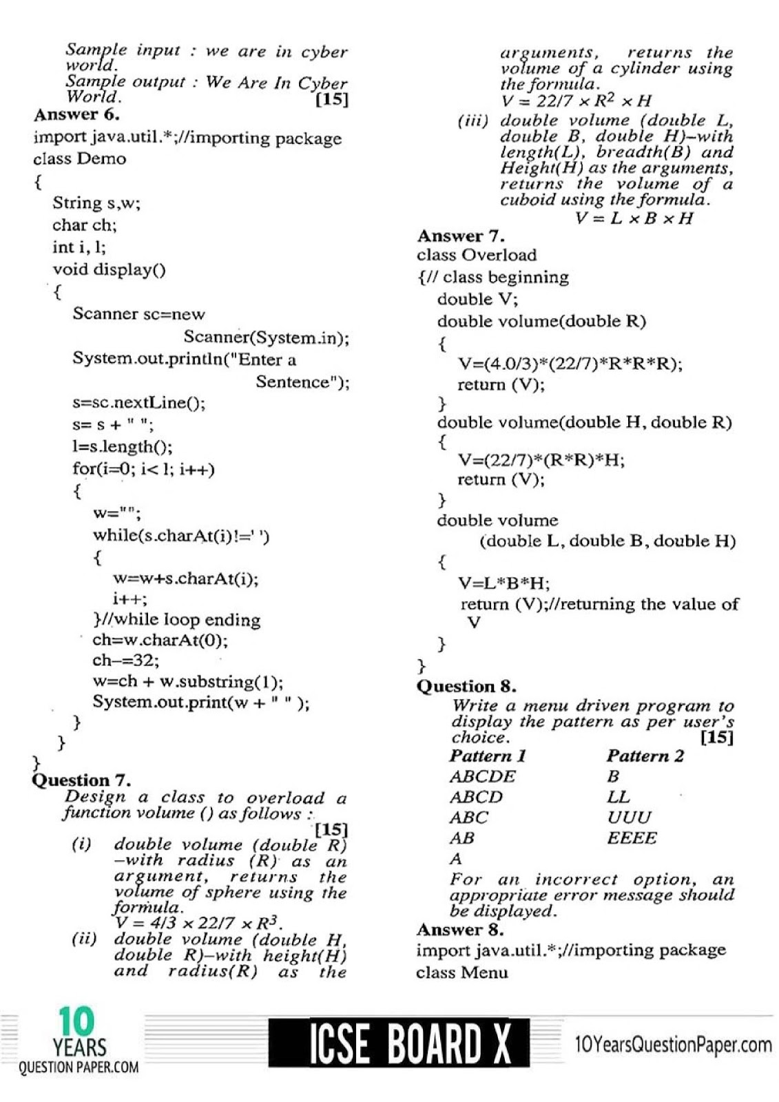 Computer Application ICSE 2017-2018 computer question paper for Class X Computer Application 2018 Solved ICSE board class 10 Question Paper