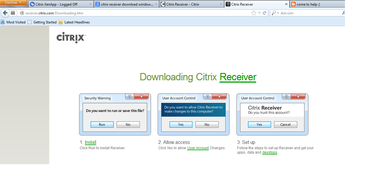 come to help :): Cara Instal citrix receiver di PC Pribadi / Warnet