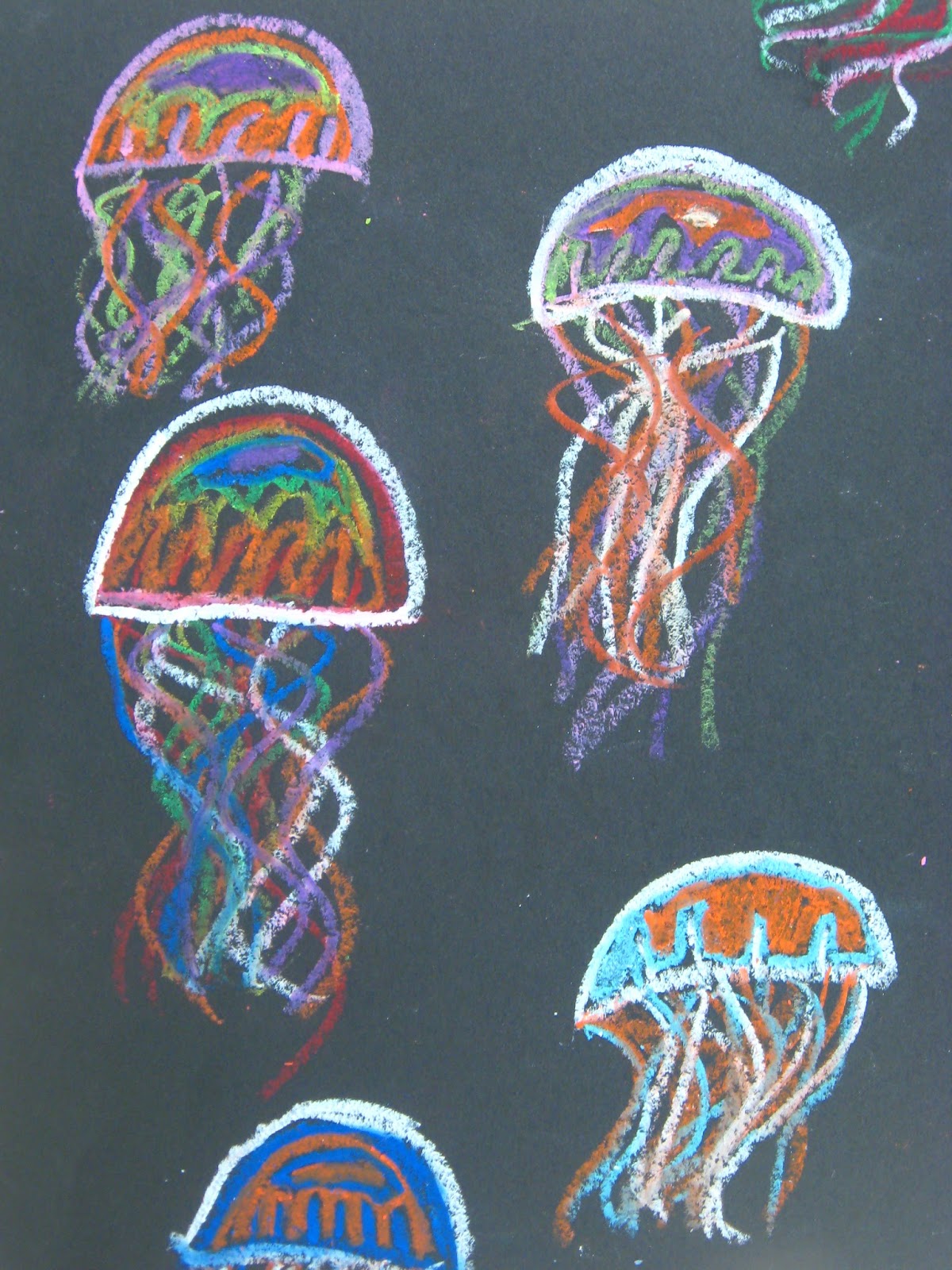 Miss Young's Art Room 3rd Grade Oil Pastel Jellyfish