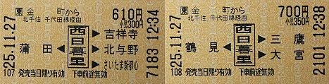 JR東日本　東京メトロ千代田線　連絡乗車券　金町駅