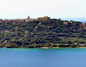 Castel Gandolfo sits atop a hill overlooking Lago Albano