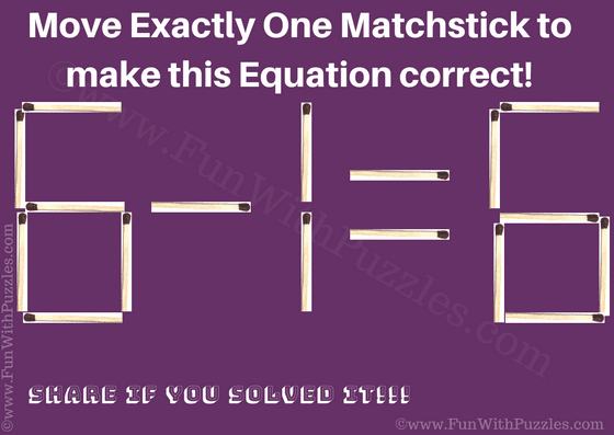 Matchstick Picture Math Puzzle with an Answer for Kids Matchstick Picture Math Puzzle with an Answer for Kids