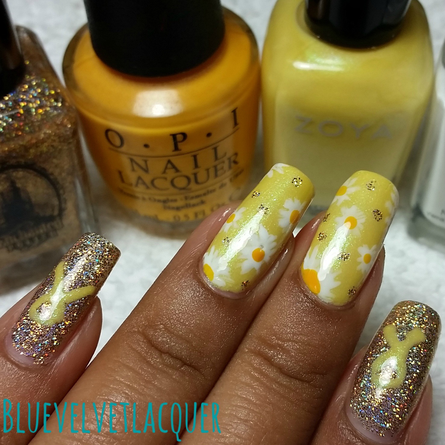 Blue Velvet Lacquer Twinsie Tuesday Endometriosis Awareness Nails