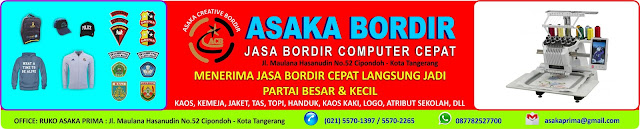 Usaha Jasa Bordir Komputer Emblem Logo Murah di Tangerang. Kami dikenal sebagai penyedia jasa bordir utamanya jasa bordir komputer di Tangerang.. Kami dikenal pelanggan dengan sebutan pusatnya jasa bordir komputer di Tangerang.