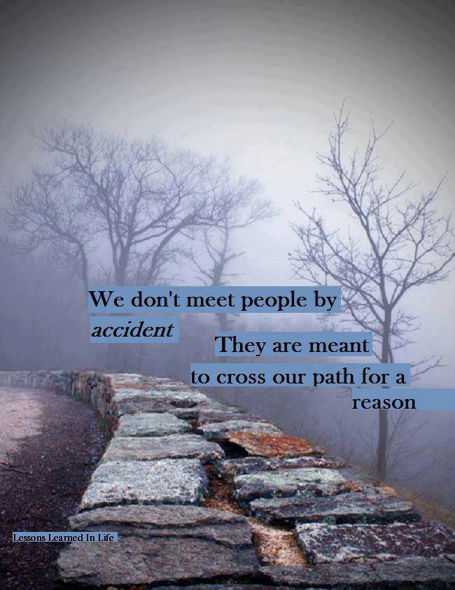 We Don't Meet People by accident they are meant to cross our path for a ...