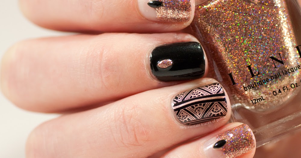 8. Brown and Rose Gold Glitter Nails - wide 4