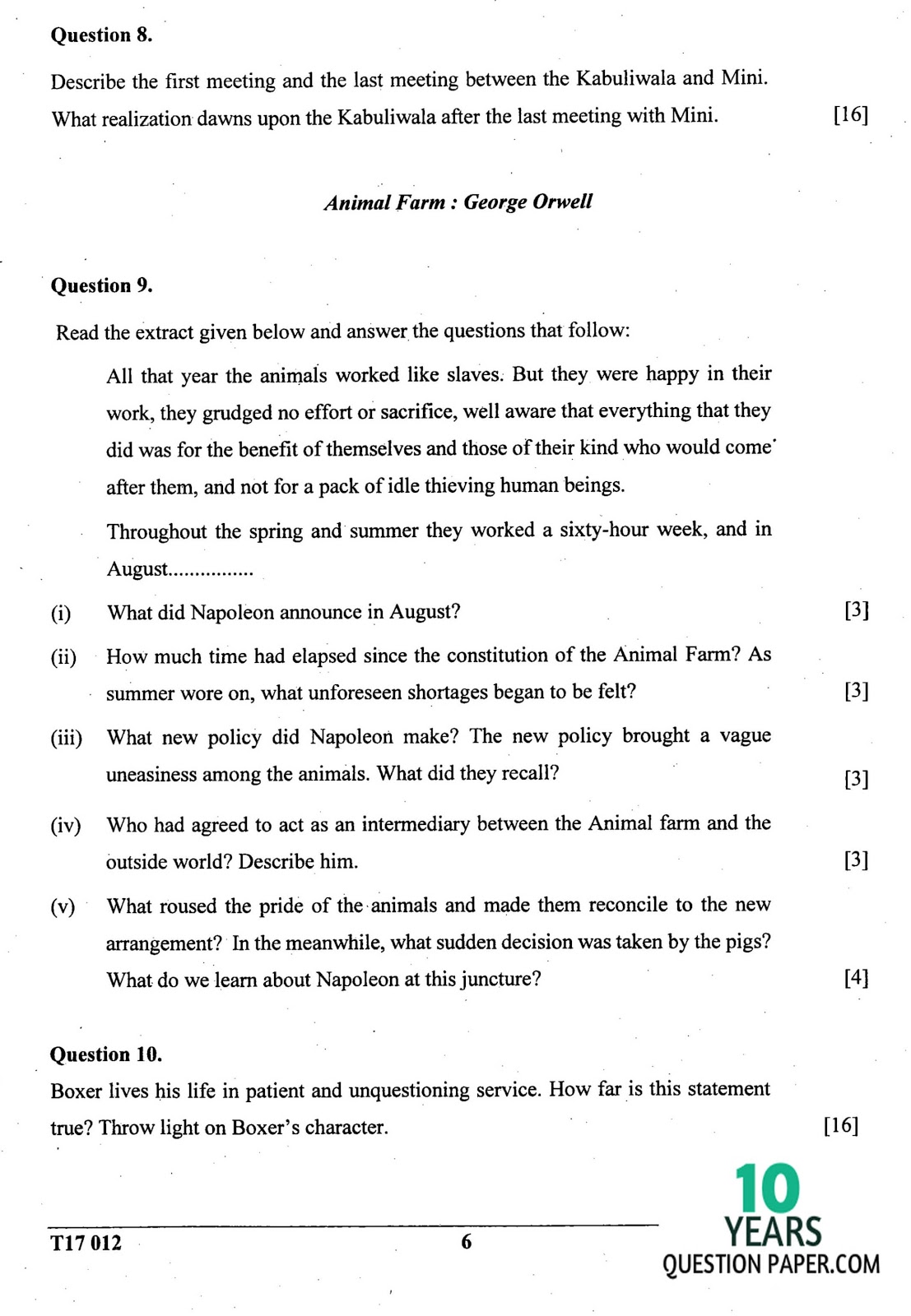 icse 2016-2017 class 10th english paper-2 question paper icse 2017 class 10th english paper 2 question paper