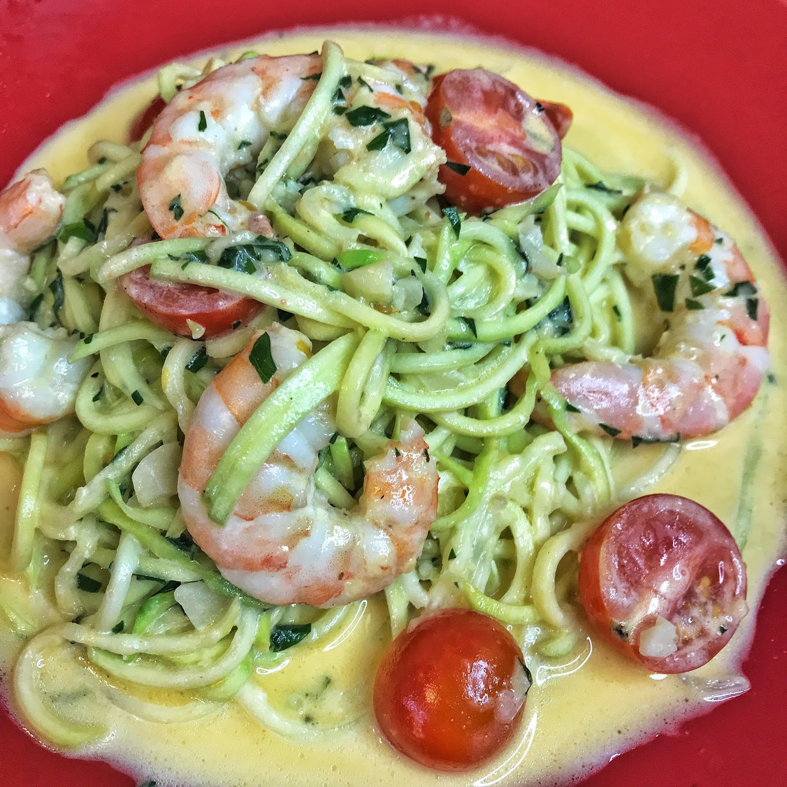 Low Carb Garlic Shrimp Zucchini Pasta
