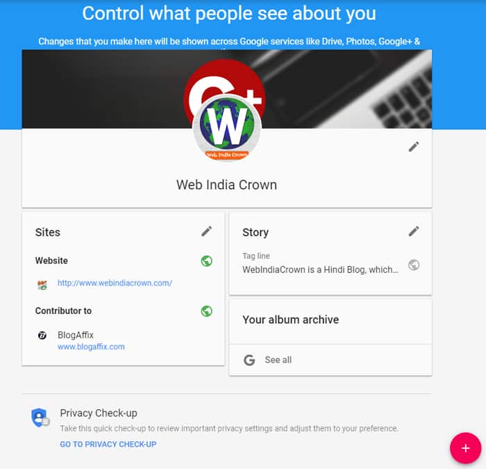 कैसे बनाये Google+ Brand Page Apne Website Ke Liye क्लिक करे "Edit Profile" के लेफ्ट "About" पर क्लिक करें