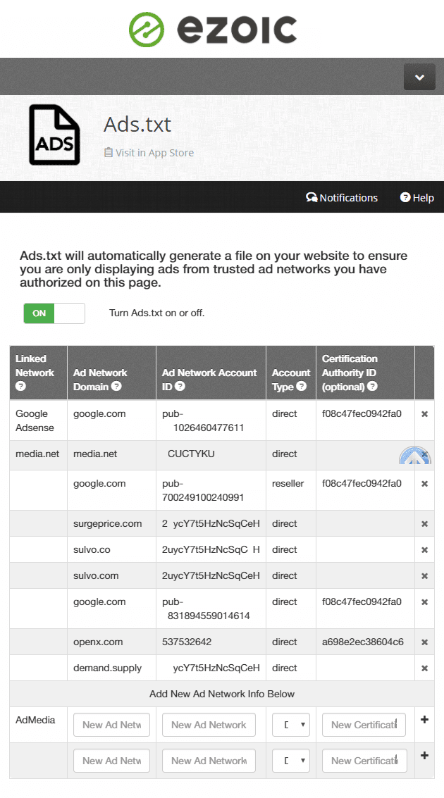 Ads.txt Ezoic App