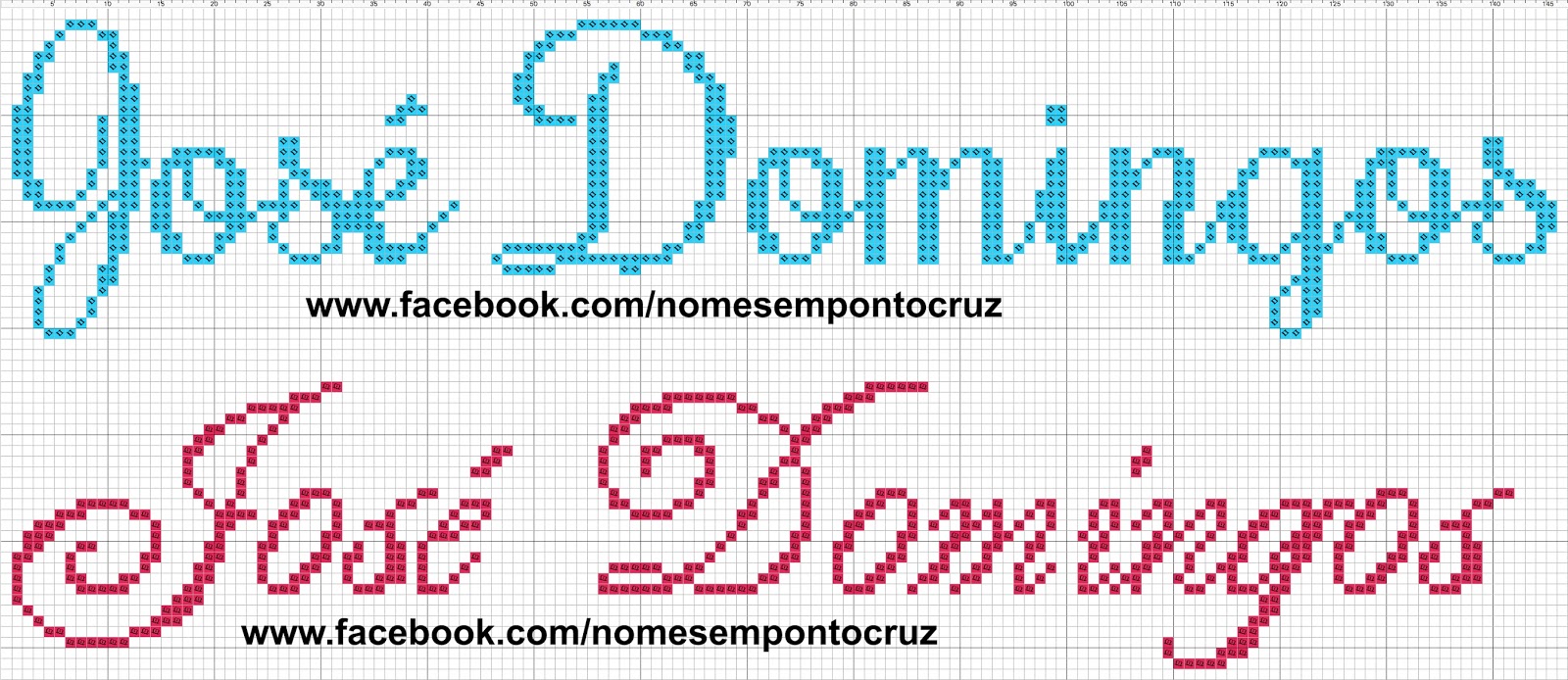 Gráficos de Nomes em Ponto Cruz: Nome José Domingos em Ponto Cruz