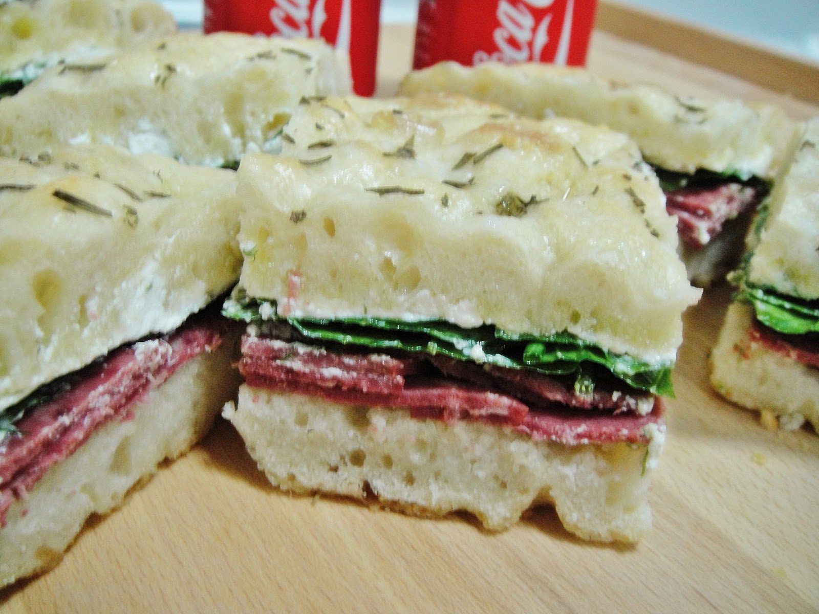 Maryam's Culinary Wonders 471. Salami and Marinated Feta Foccacia Sandwich