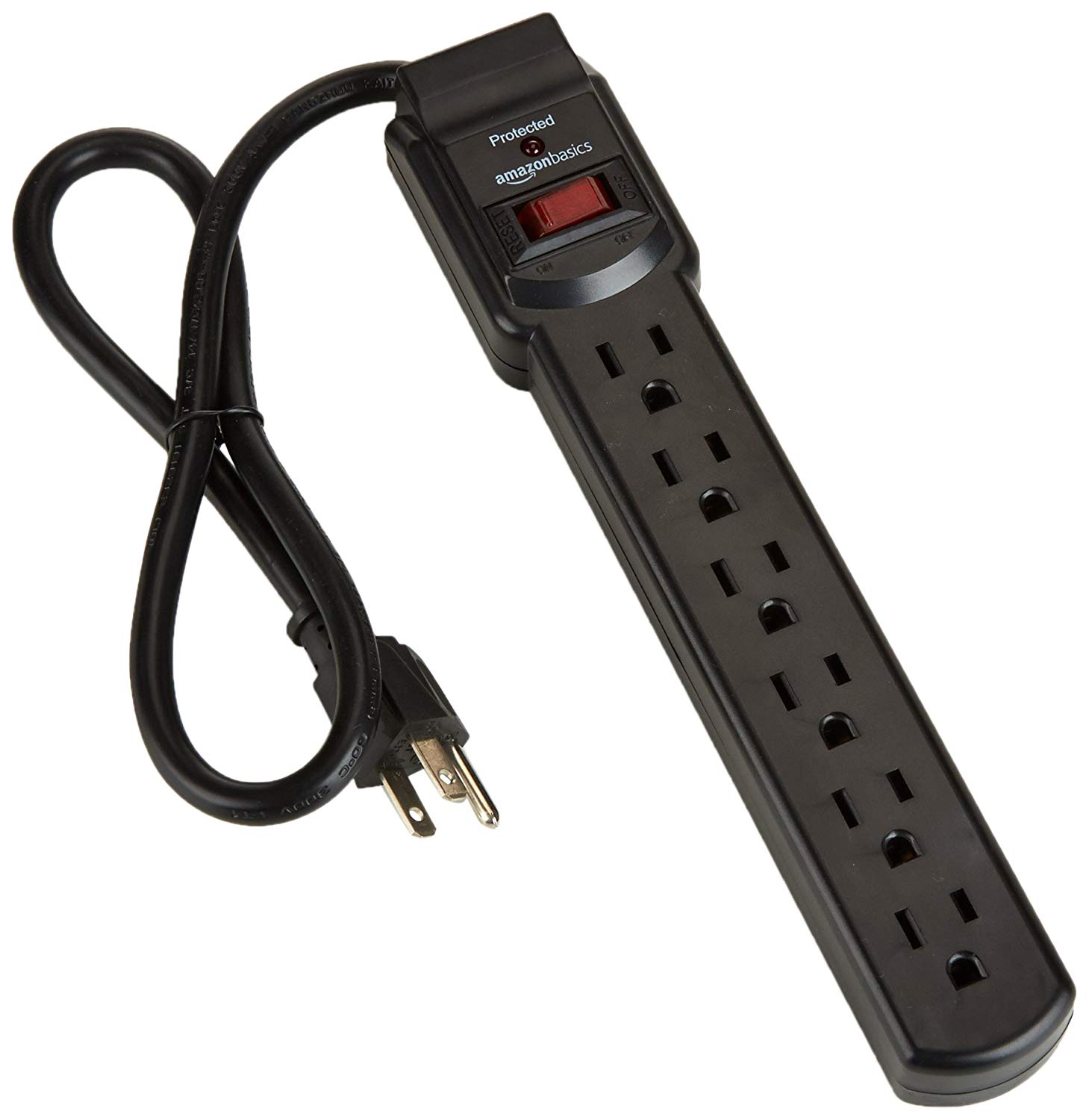 AmazonBasics 6Outlet Surge Protector Power Strip 2Pack, 200 Joule