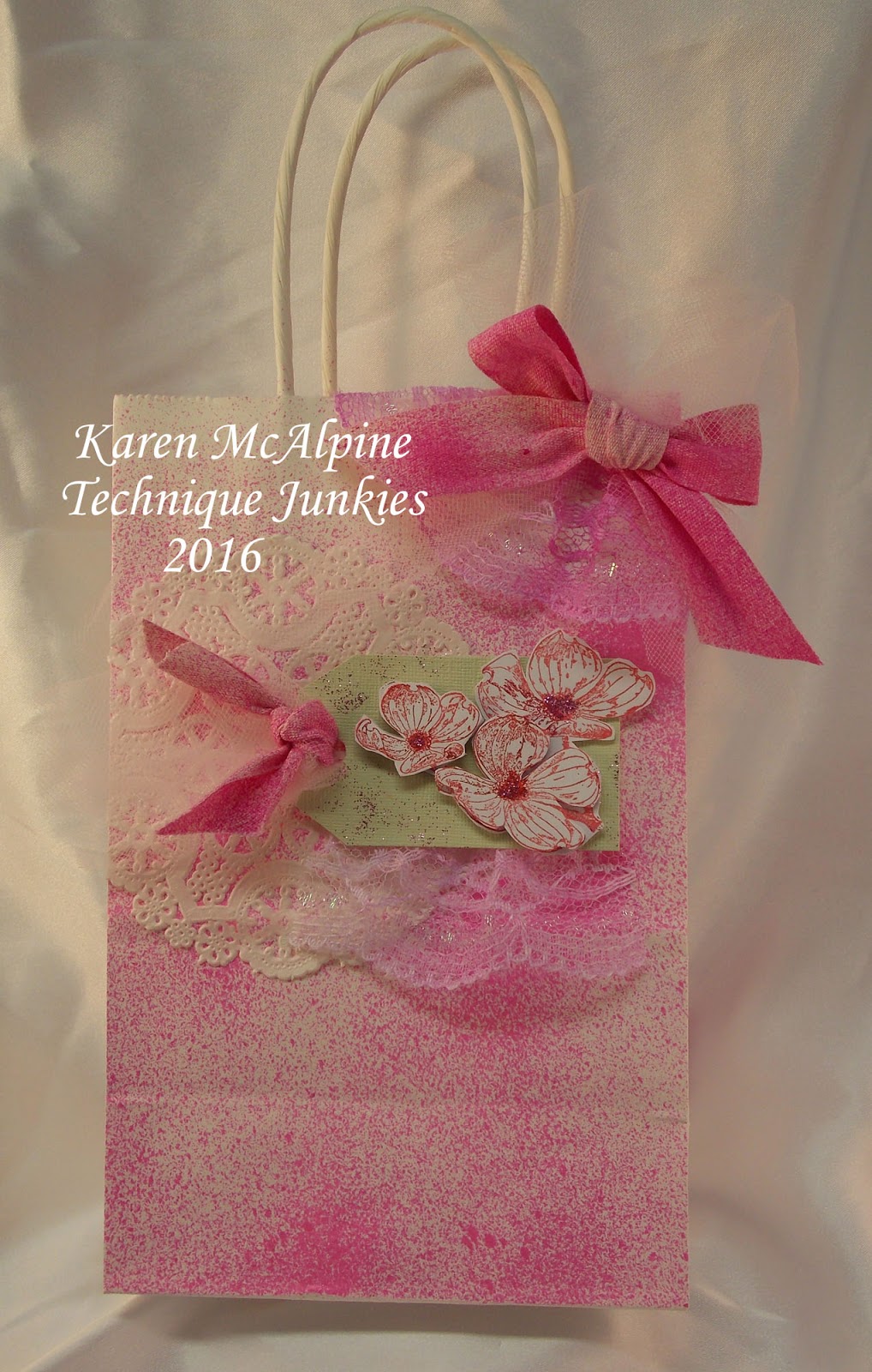 Dreaming and Creating Pretty Gift Bag with Dogwood Blossoms Technique Junkies
