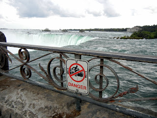 A warning sign at the Niagara Falls