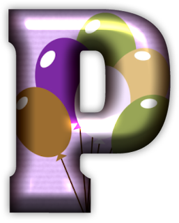 Abecedario Morado con Globos. Purple Alphabet with Balloons. 