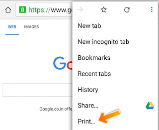 Print Button on Android Google Chrome