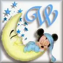 Alfabeto de Mickey Bebé durmiendo en la luna W.