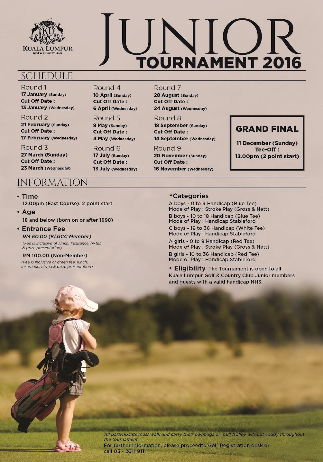 Malaysian Junior Golf KLGCC JUNIOR GOLF TOURNAMENT 2016