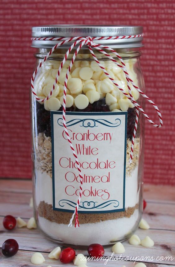 Cranberry White Chocolate Oatmeal Cookie in a Jar Recipe Mom's Easy