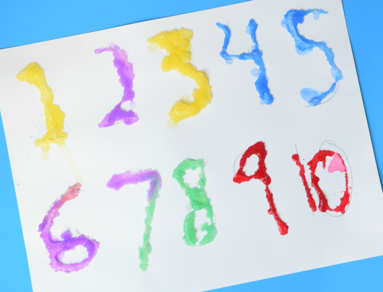 Salt Painted Numbers What Can We Do With Paper And Glue