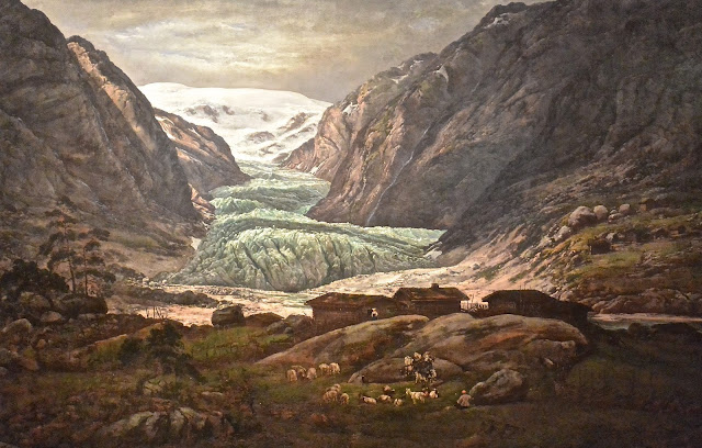 Peinture norvégienne Johan ChristianDahl : Nigarsbreen (1844) Norvège : le galcier de Nigar peint par Johan ChristianDahl : Nigarsbreen (1844)