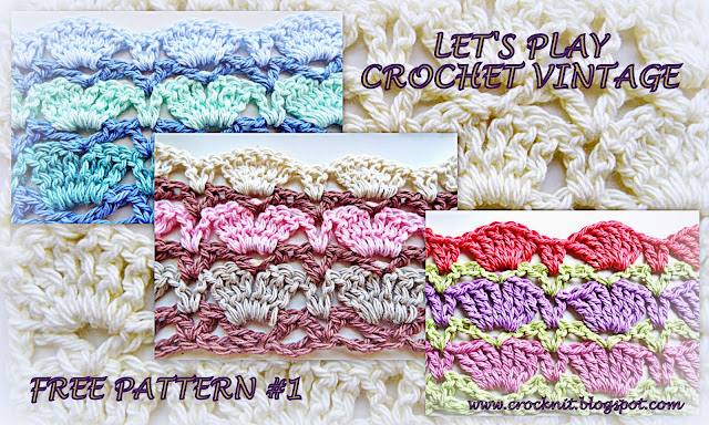 free crochet patterns, vintage, shells, fans