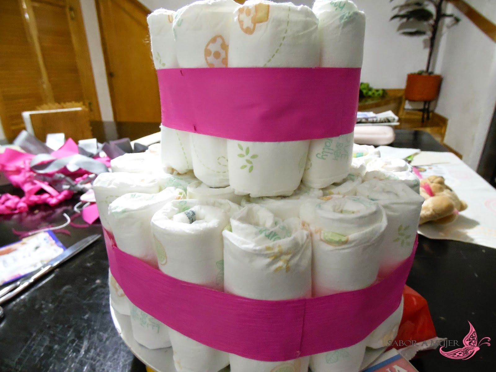 Sabor a Mujer Tutorial Cómo hacer un pastel de pañalesRegalo ideal