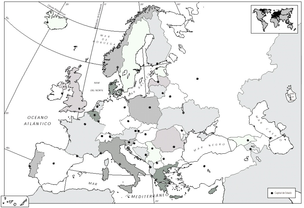 Mapa Mudo Europa Y Capitales